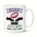 Taza de cafe de ceramica blanca con grafico divertido de rugby e impresion para los fans. - Estilo 11