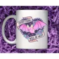 Cute pink bat graphic ceramic coffee mug, stylish custom white cup for daily office use. - 301-400ml / Style 13