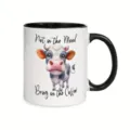 Ceramic coffee mug with cute cow design and funny quote text, perfect for office or home use. - Style 13