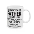 Weisse Keramik Kaffeetasse mit lustigem Vatertag Spruch und Weihnachtsdesign, tolle Geschenkidee. - Vater - 11oz mit Geschenkbox