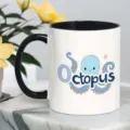 White ceramic mug with black handle, cute octopus print pattern for office home daily drinking use - 301-400ml / Style 6
