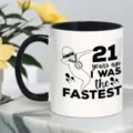 Taza de café de cerámica blanca con asa negra y estampado divertido para uso en oficina. - Estilo 5