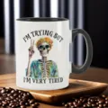 Taza de café de cerámica primer plano, ilustración de esqueleto gráfico, vaso de oficina. - 301-400ml / Estilo 3