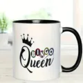 Ceramic coffee mug detail, black and white design with custom crown text for office use. - 301-400ml / Style 7
