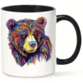Colorful bear ceramic mug with black handle, perfect for coffee and tea in office and home daily. - 301-400ml / Style 8