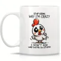 Taza de café de cerámica con pollo de dibujos animados y frase divertida para uso diario en oficina. - Estilo 12