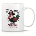 Taza de café de cerámica blanca con divertido diseño de pollo pirata, taza de regalo. - Estilo 13