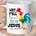 Detalle taza de cerámica con gallo gracioso, taza de café blanca con estampado pollo gracioso. - Estilo 30