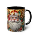 3D Christmas Santa ceramic mug with black handle, festive office coffee cup for holiday gifts. - 71