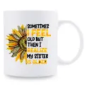 Taza de café de cerámica blanca con diseño de girasol y frase divertida para regalo. - 301-400ml / Estilo Girasol