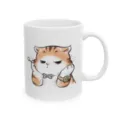 Weisser Keramik Kaffeetasse mit niedlichem Katzenmotiv, ideal fuer den taeglichen Gebrauch. - Stil 3