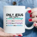 Gros plan détaillé d'une tasse à café en céramique blanche avec texte religieux imprimé. - 301-400ml / 12