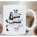 Gothic Christmas ceramic coffee mug with unique spooky skull design, perfect office cup. - Christmas Theme Print
