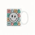 Weiße Keramik Kaffeetasse mit retro Mama und Leo Smiley Print für Büro und Haushalt. - MAMA
