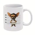 Taza de café de cerámica blanca con diseño lindo de perro chihuahua prisionero para la oficina. - Estilo 10