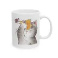Joli mug à café en céramique blanche avec motif de chat mignon et texte drôle pour le bureau - Style 20