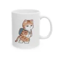 Tasse à café en céramique blanche avec adorable design de chat mignon pour usage quotidien. - Style 7