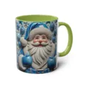 3D Weihnachtsmann Keramik Kaffeetasse mit grünem Griff, festliches Urlaubsgeschenk Büro - 4