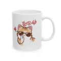 Tasse à café en céramique blanche avec un adorable chat roux de dessin animé portant des lunettes. - Style 6