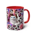 3D Cat Ceramic Mug with Red Handle and Interior Cute Kitty Coffee Cup for Office Home Gift - 301-400ml / Style 8