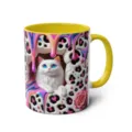Cute 3D White Cat Ceramic Mug with Yellow Handle and Rim, Perfect Office Coffee Cup - 301-400ml / Style 9
