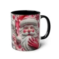 Christmas 3D Santa ceramic mug with black handle, festive coffee cup for holiday gifts office. - 8
