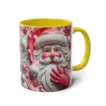 3D Santa Claus Ceramic Coffee Mug with Yellow Handle and Rim Festive Holiday Drinkware - 10