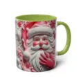 3D Santa Claus Ceramic Coffee Mug with Green Handle Festive Holiday Drinkware Gift - 11