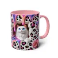 3D White Cat Ceramic Coffee Mug with Pink Handle Cute Melting Paint Leopard Print Cup for Office - 301-400ml / Style 12