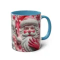3D Santa Claus Ceramic Mug with Blue Handle Office Coffee Cup Holiday Gift Variant - 12