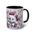 3D Cute White Cat Ceramic Coffee Mug with Black Handle, Lovely Animal Pattern Variant - 301-400ml / Style 14