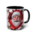 3D Santa Claus ceramic coffee mug with black handle for office and daily use style - 15