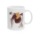 Tasse à café en céramique blanche avec illustration de chat siamois mignon et design textuel. - Style 17