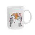 Tasse a cafe en ceramique blanche avec illustration de chat gris mignon et texte drole. - Style 19