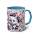 Cute 3D cat ceramic mug with blue handle, perfect coffee cup for office and home use. - 301-400ml / Style 18