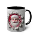 3D Santa Claus ceramic coffee mug with black handle and rim, cute holiday gift cup for office. - 22