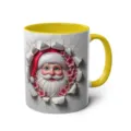 3D Santa Claus ceramic coffee mug with yellow handle for office daily use and festival gifts - 24