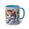 3D cute orange cat ceramic mug with blue handle, perfect coffee cup for office and home daily use. - 301-400ml / Style 24
