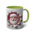 Christmas 3D Santa Claus ceramic coffee mug with green handle for office home use - 25