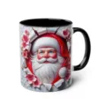 Christmas Santa ceramic mug with black handle and 3d festive holiday print sku - 29