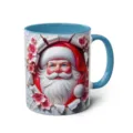 3D Santa Claus ceramic coffee mug with blue handle, festive holiday gift office cup variant. - 33