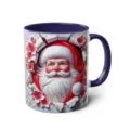 3D Santa Claus ceramic coffee mug with floral crack pattern, perfect for office and holiday gifts. - 34