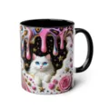 3D white cat ceramic coffee mug with black handle, cute artistic design variant for office use. - 301-400ml / Style 34