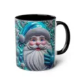 3D Blue Santa Claus Ceramic Mug Holiday Coffee Cup with Black Handle for Office Drinkware - 36