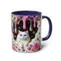 Charming 3D cat ceramic coffee mug with blue handle and interior, vibrant fantasy desk cup. - 301-400ml / Style 39