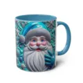Blue 3D Santa Claus ceramic coffee mug, festive holiday drinkware for office and home use, durable. - 40