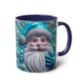 3D Santa ceramic coffee mug with blue interior and handle festive holiday drinkware gift - 41