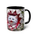 3D Cute White Kitten Ceramic Coffee Mug with Black Handle and Rim for Office Home Use - 301-400ml / Style 41