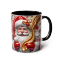 3D Santa Claus ceramic coffee mug with black handle, festive holiday drinkware variant. - 43