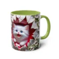Cute 3D White Cat Ceramic Coffee Mug with Green Handle Office Drinking Cup Gift - 301-400ml / Style 44